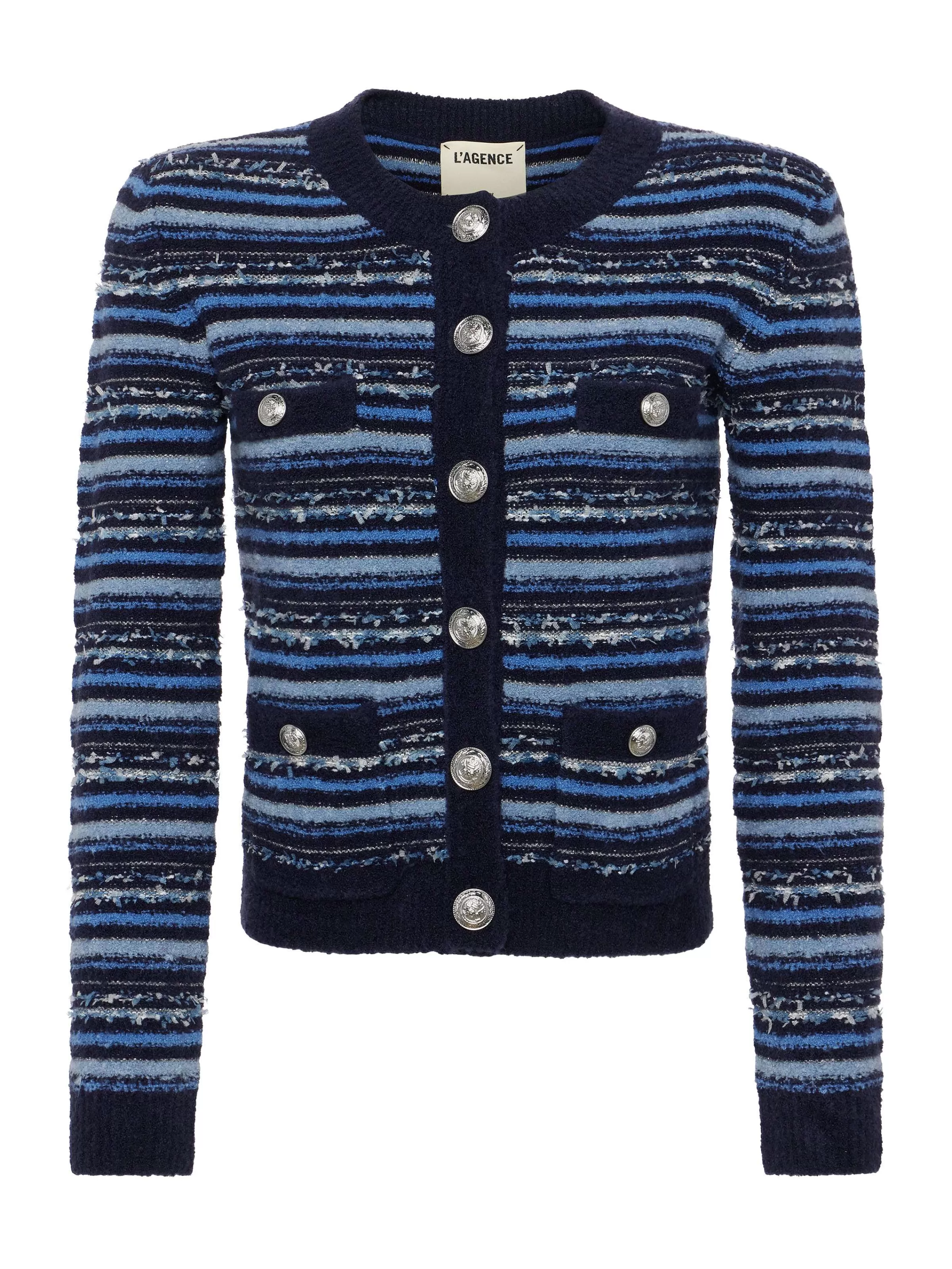 Outlet L'AGENCE Veste Cardigan Woodson Bleu Multi