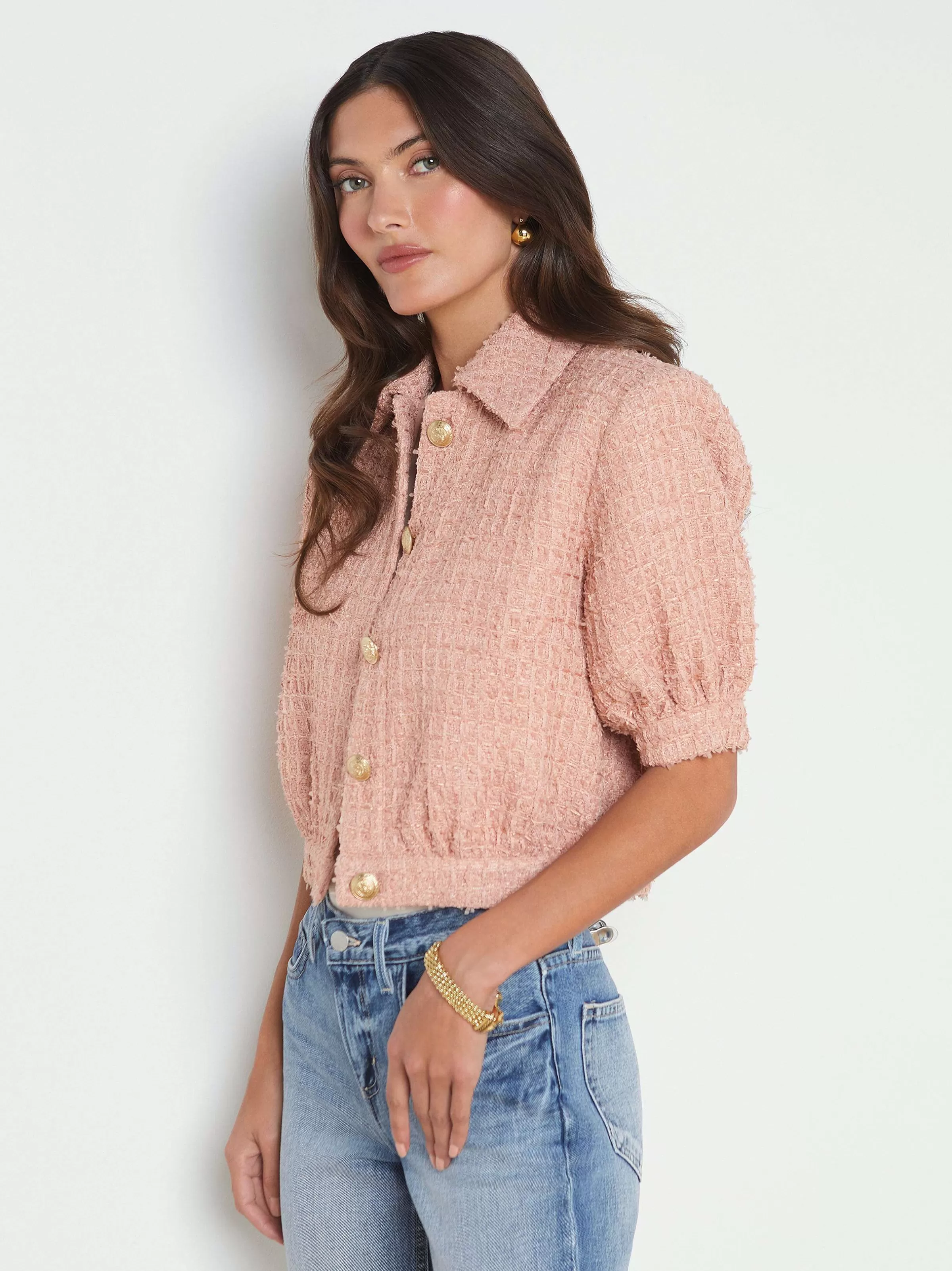 Outlet L'AGENCE Veste Courte Cove Rose Poussiereux