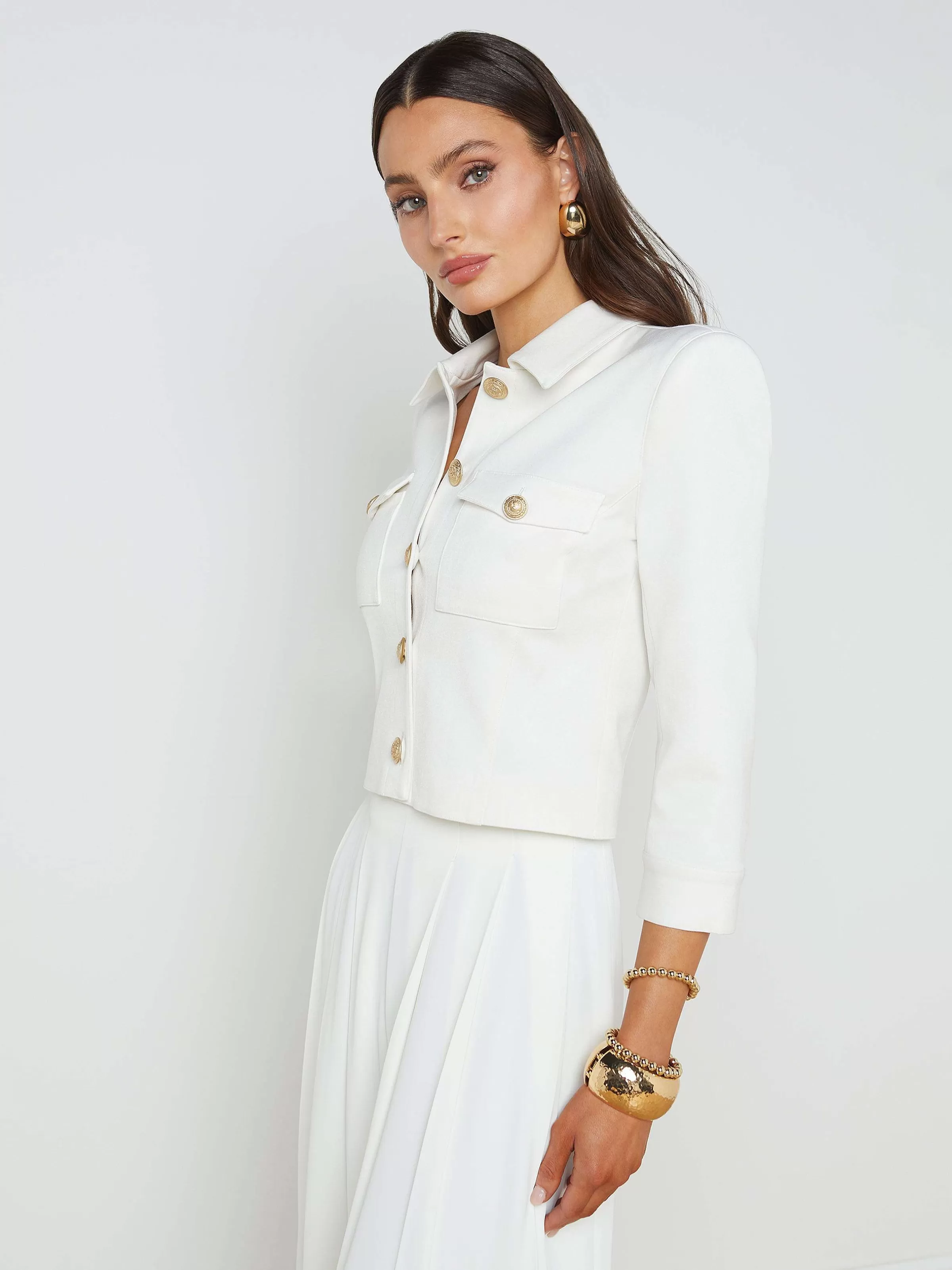 Shop L'AGENCE Veste Courte Kumi Blanc