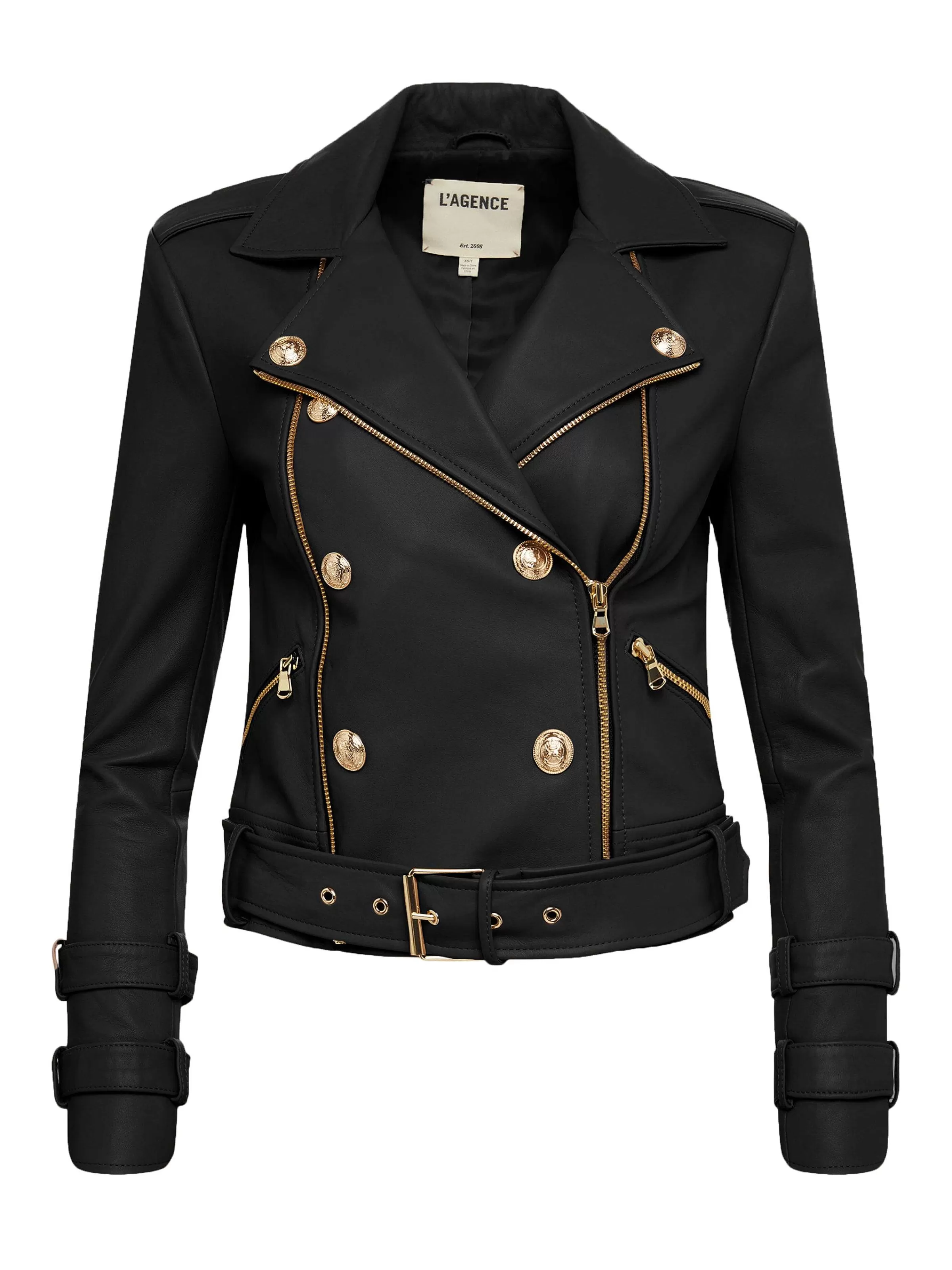 Best L'AGENCE Veste En Cuir A Ceinture Billie Noir