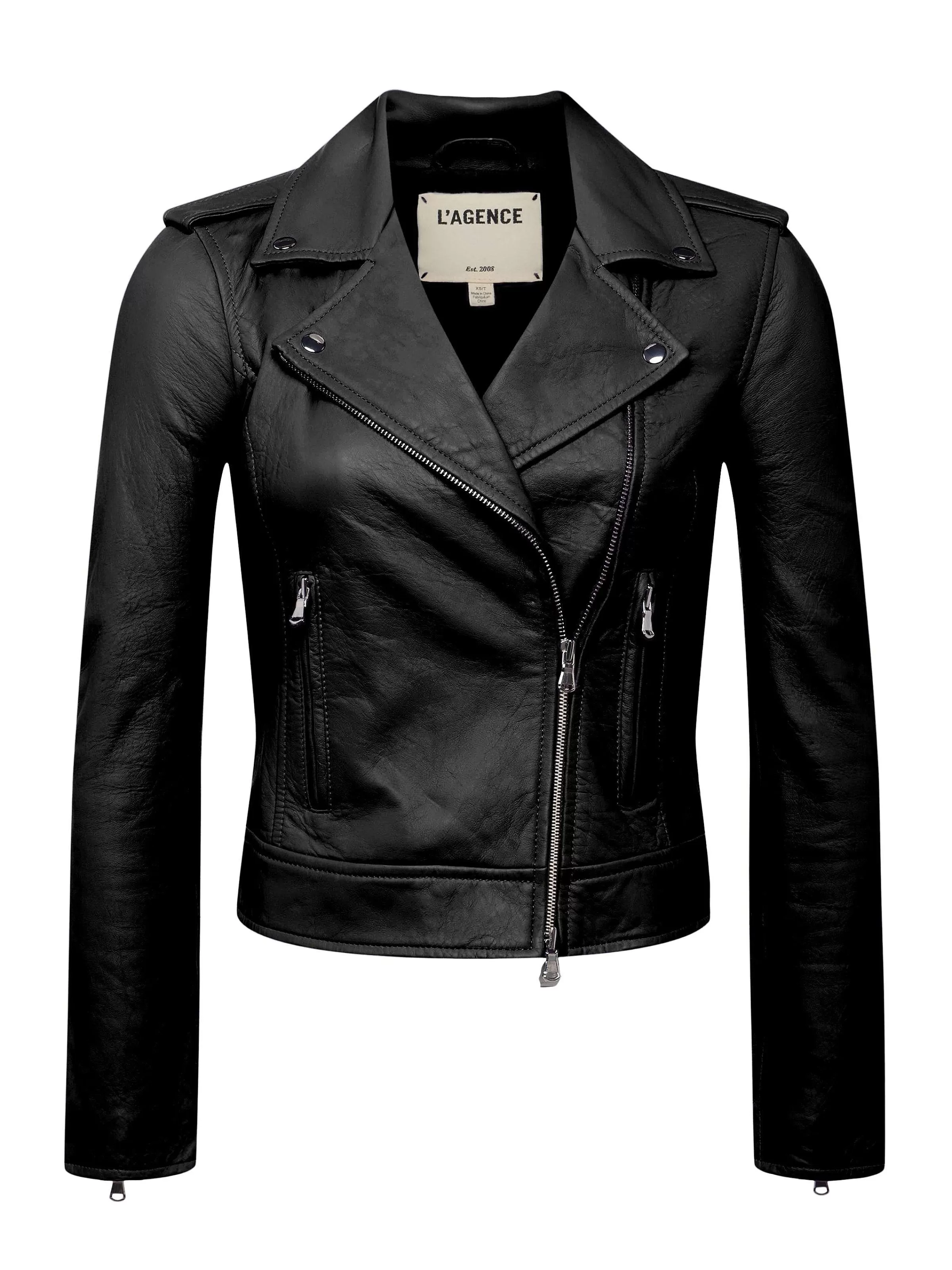 Best Sale L'AGENCE Veste En Cuir De Motard Noir