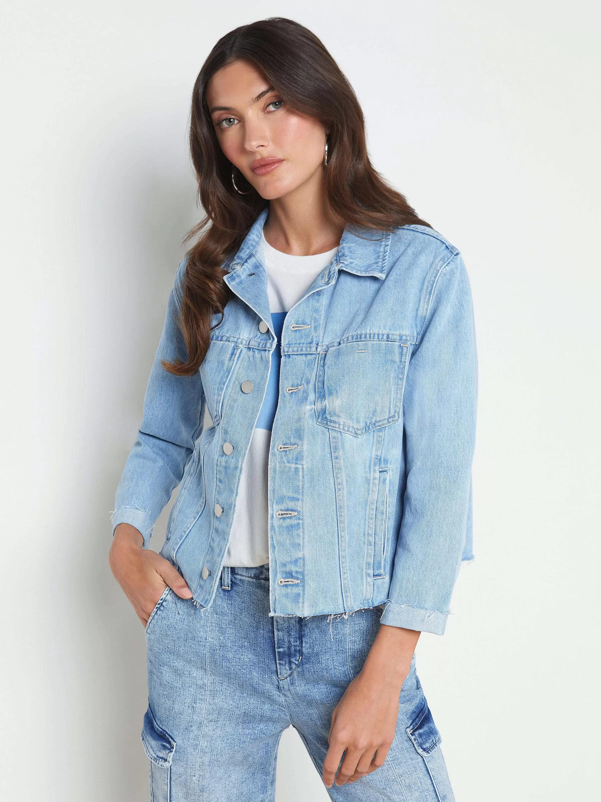 Cheap L'AGENCE Veste En Jean Ailana Maui Moon Crique