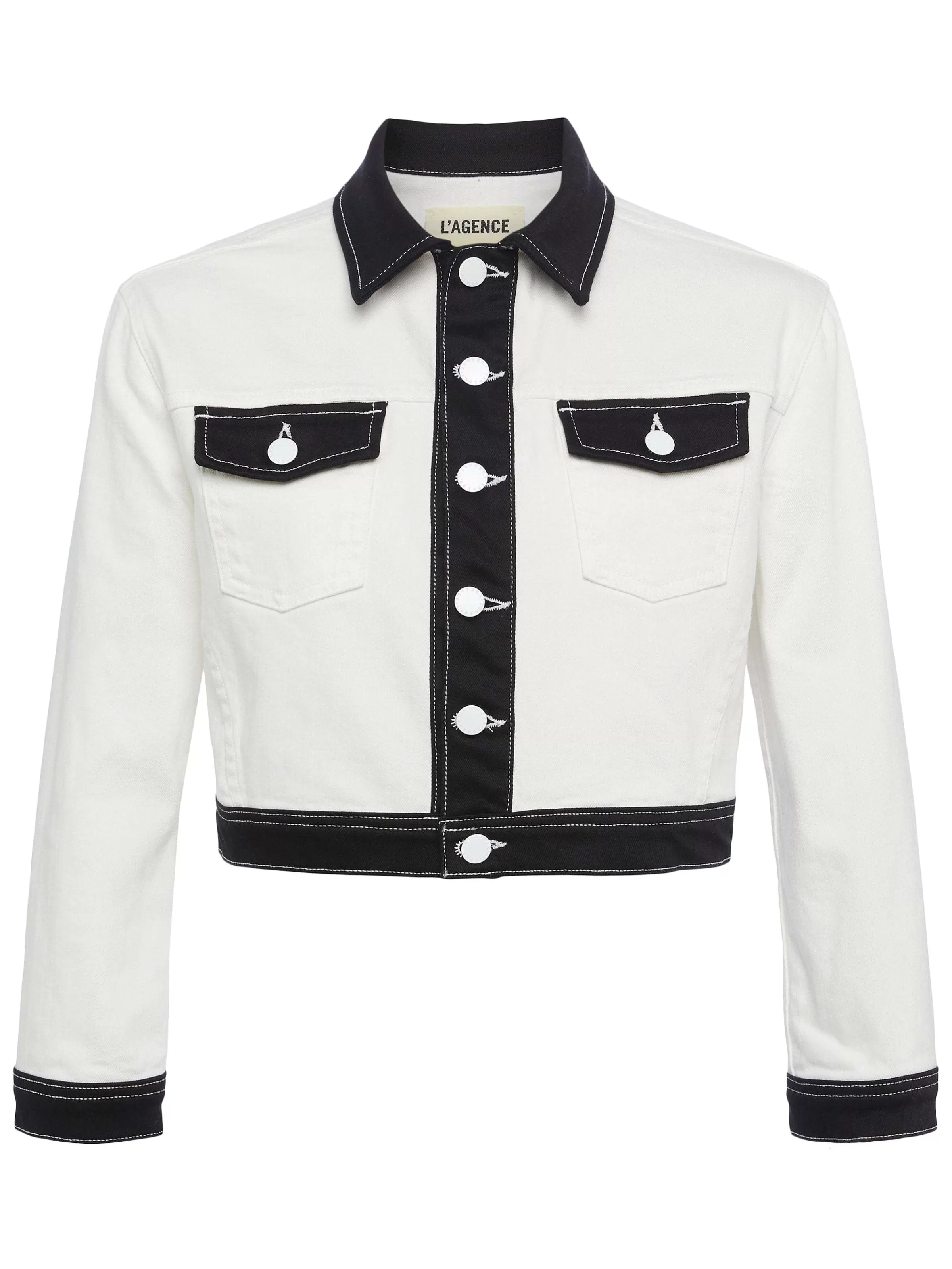 Best Sale L'AGENCE Veste En Jean Contrastee Koda Blanc Noir