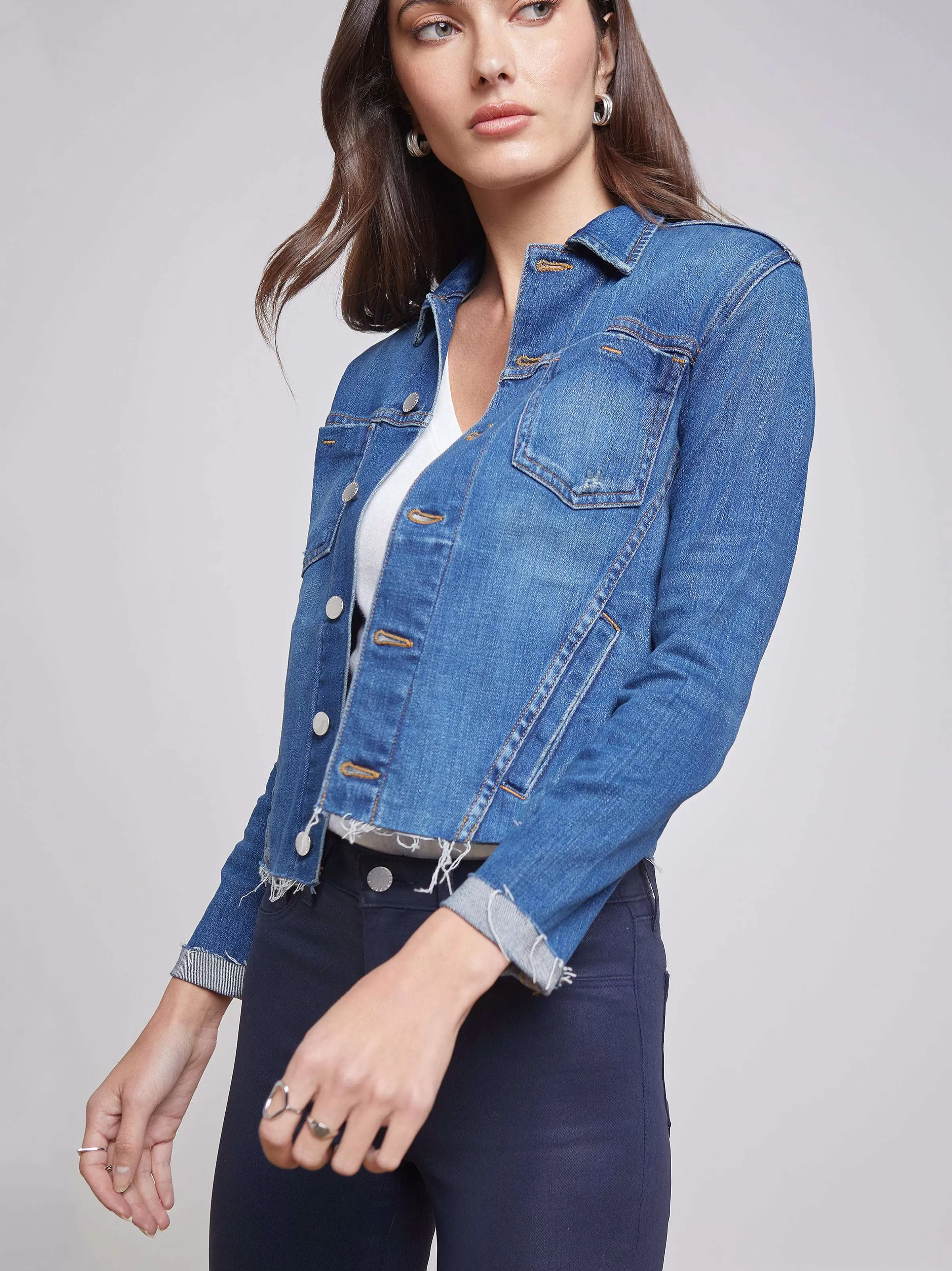 New L'AGENCE Veste En Jean Janelle Authentique