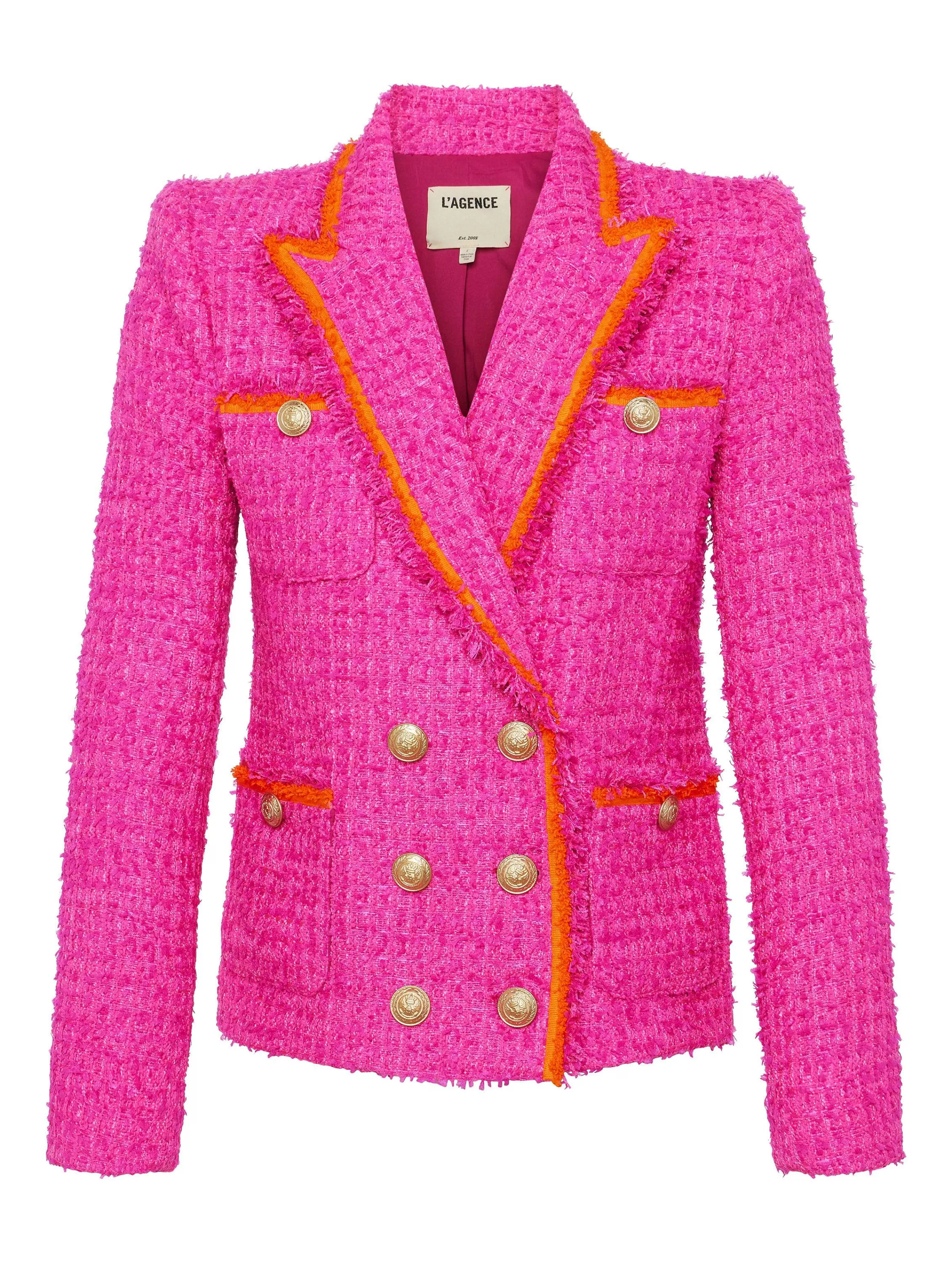 Flash Sale L'AGENCE Veste En Tweed Texture Alectra Rhodamine/Orange Brillant